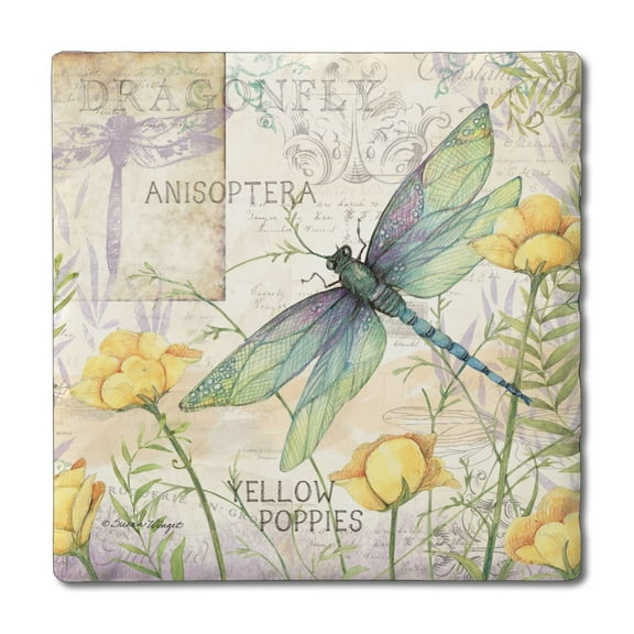 Thirstystone "Dragonfly Poppies" 4-Pack Tumbled Tile Coasters