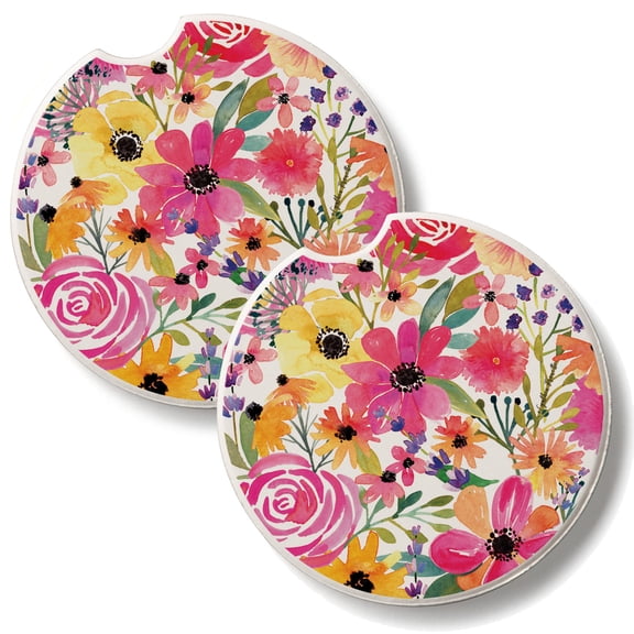 Thirstystone Floral Frenzy 2 Pack Absorbent Car Coasters