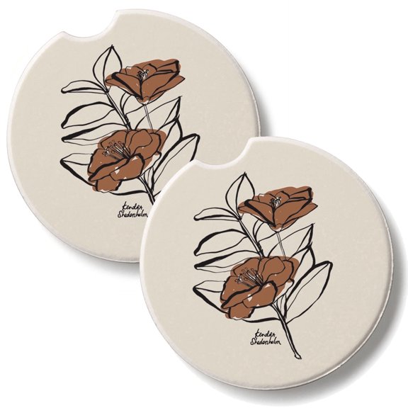 Thirstystone Floral Mocha 2 Pack Absorbent Car Coasters