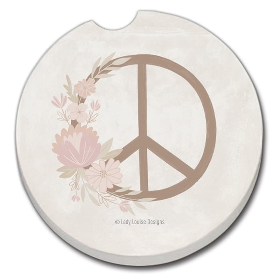 Thirstystone "Floral Peace" Single Absorbent Coaster for Vehicle Cup Holder