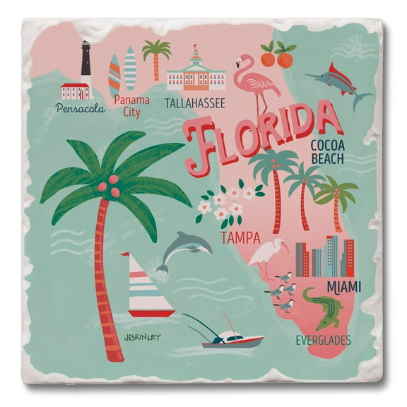 Thirstystone "Florida Attractions" 4-Pack Tumbled Tile Coasters