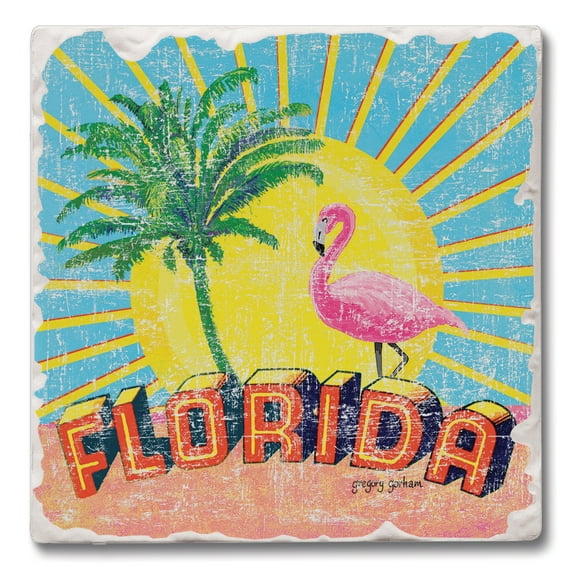 Thirstystone "Florida Retro" 4-Pack Tumbled Tile Coasters