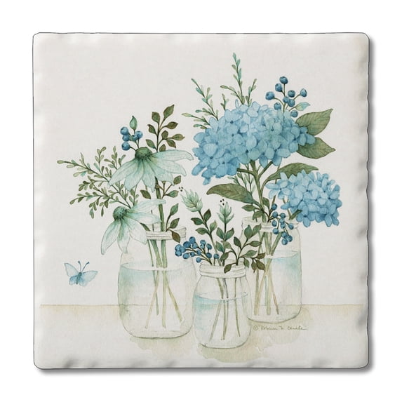 Thirstystone "Flowers In Mason Jars" 4-Pack Tumbled Tile Coasters