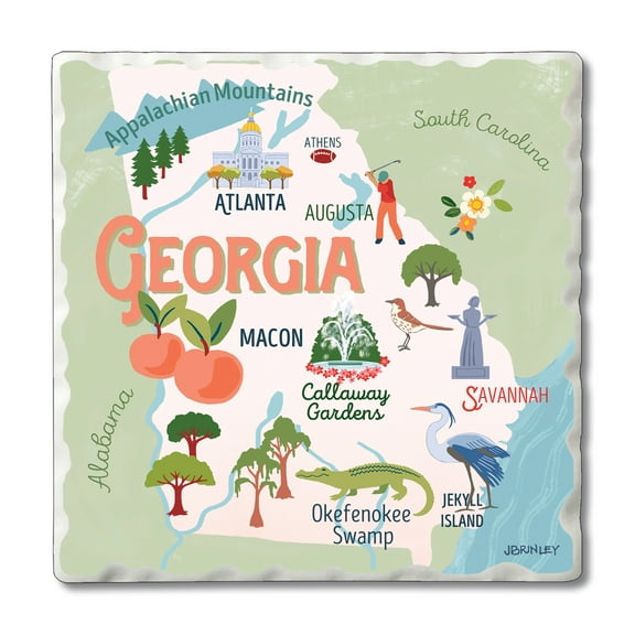 Thirstystone "Georgia Attractions" 4-Pack Tumbled Tile Coasters
