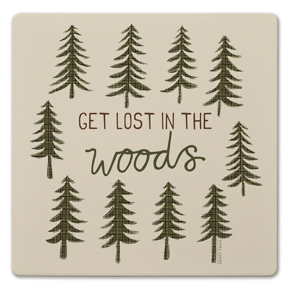 Thirstystone "Get Lost in the Woods" Decorative Cork Backed Stone Trivet 8" Square