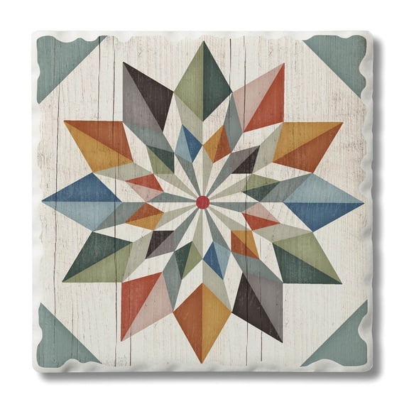 Thirstystone Hex Star Quilt DesignSingle Tumbled Tile Coaster Create Your Own Set