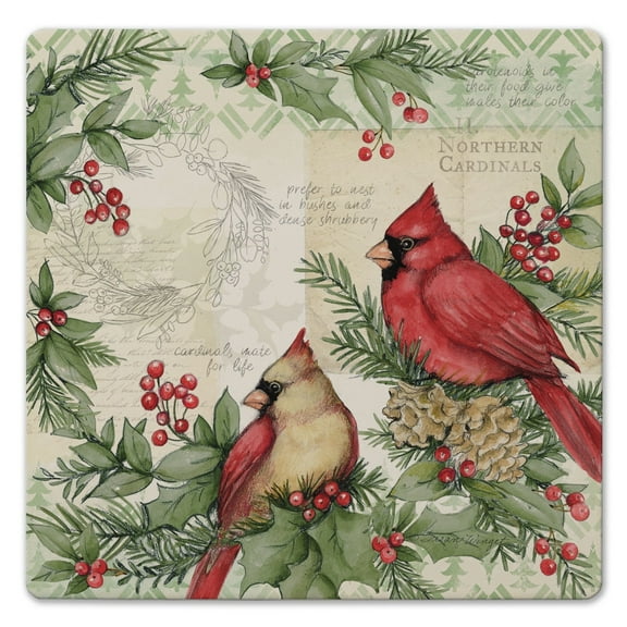 Thirstystone Holiday Cardinals Decorative Cork Backed Stone Trivet 8" Square