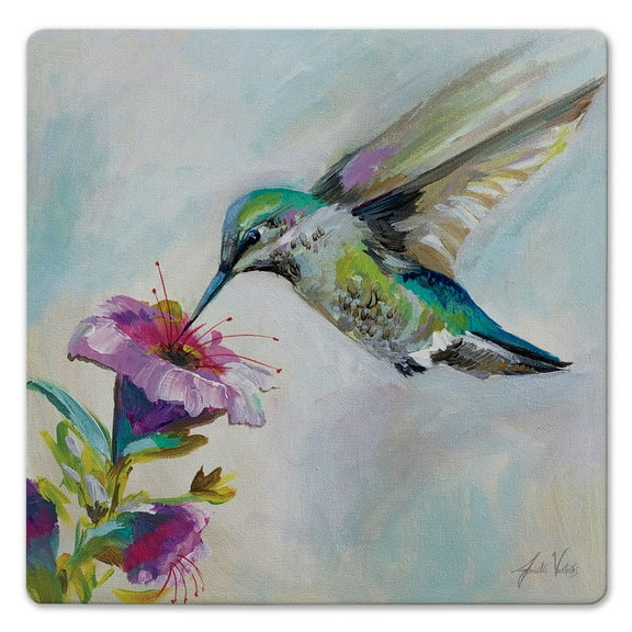 Thirstystone "Hummingbird Delights" Decorative Cork Backed Stone Trivet 8" Square