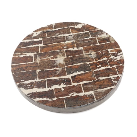Thirstystone Indigo Collection 12" Round Whitewash Mango Wood Mosaic Serve Board