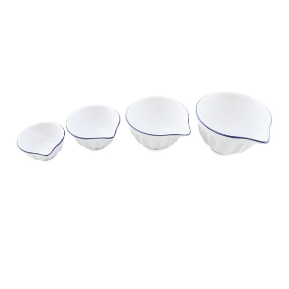 Thirstystone Indigo Collection White Ceramic with Blue Rim Measuring Cups, Set of 4
