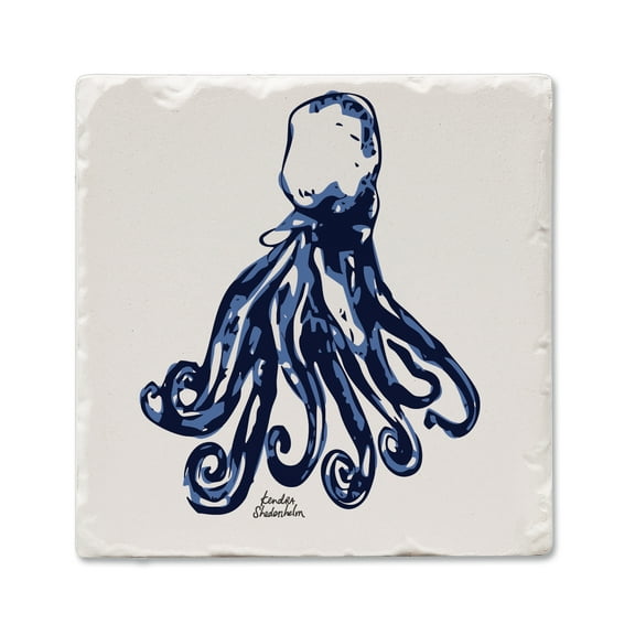 Thirstystone "Indigo Octopus" Single Tumbled Tile Stone Coaster