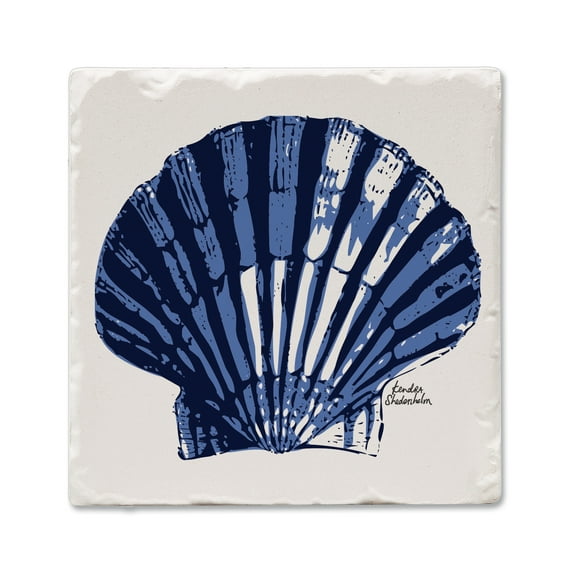 Thirstystone "Indigo Scallop" Single Tumbled Tile Stone Coaster 4" by 4"