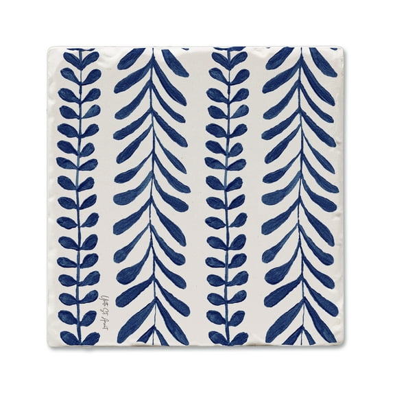 Thirstystone "Indigo Seaweed" Single Tumbled Tile Stone Coaster 4" by 4"