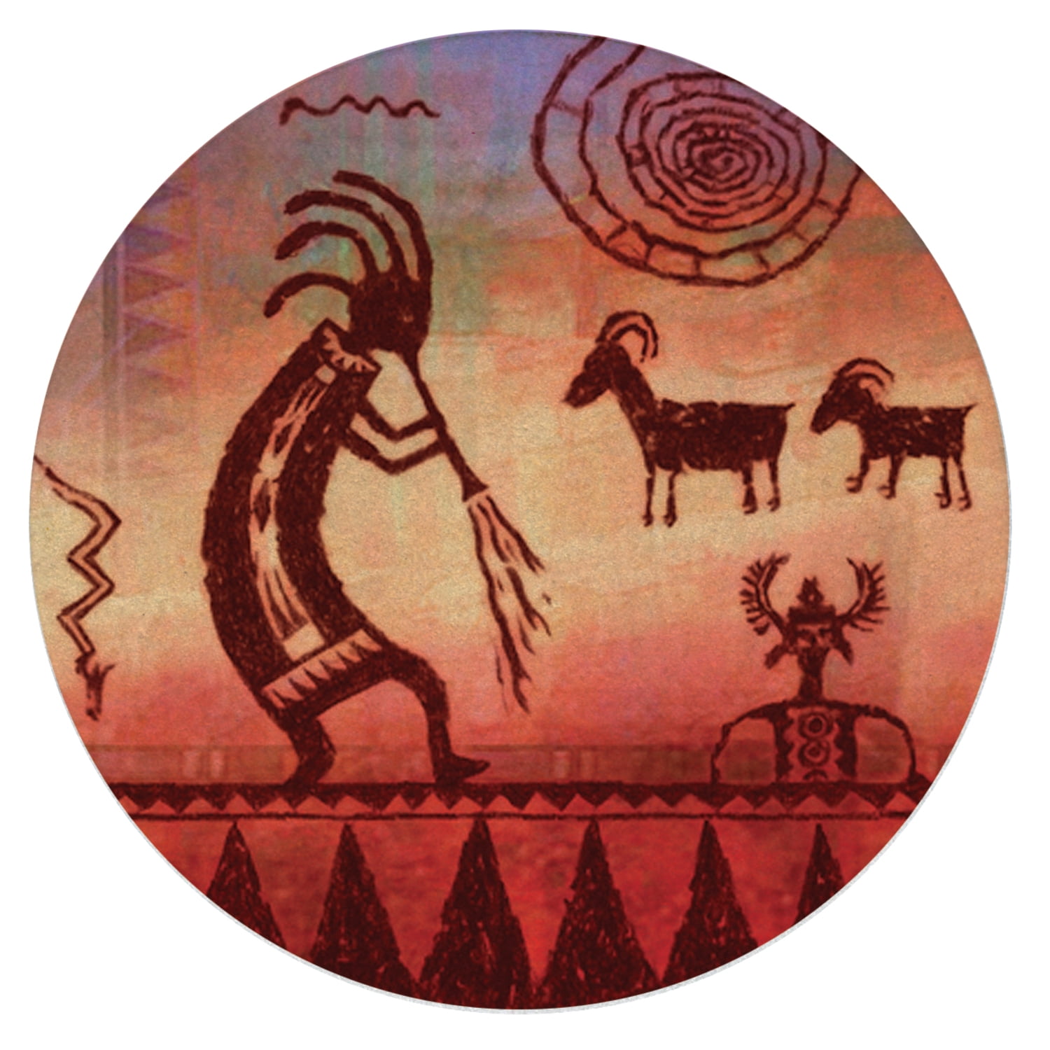 Kokopelli Petroglyph Multicolor Sandstone Coaster Set