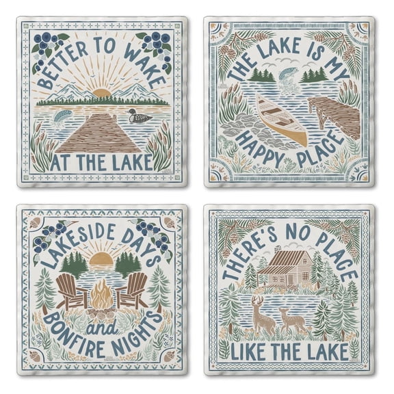 Thirstystone Lakeside 4-Pack Assorted Tumbled Tile Coasters