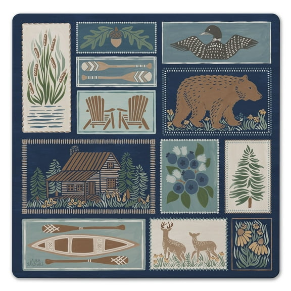 Thirstystone "Lakeside Days" Decorative Cork Backed Stone Trivet 8" Square