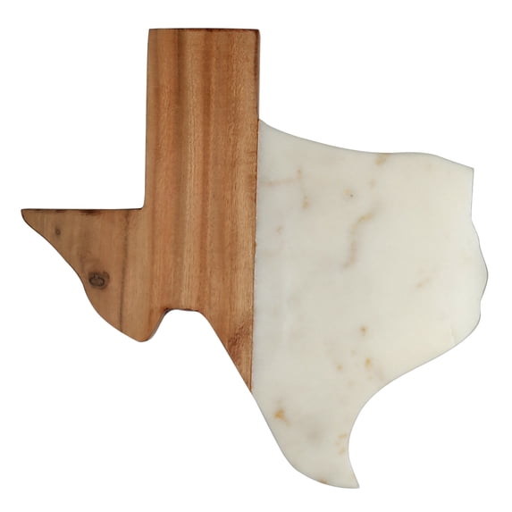 Thirstystone Large Texas Shaped Mango Wood & Marble Serving/Cutting Board, Made From All Natural Materials, Kitchen Accessories & Decor