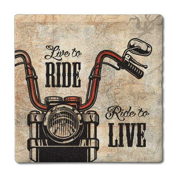 Thirstystone "Live To Ride" 4-Pack Tumbled Tile Coasters