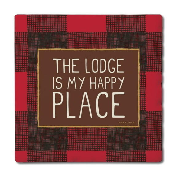 Thirstystone "Red Plaid Lodge" Single Tumbled Tile Stone Coaster