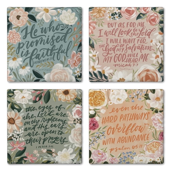 Thirstystone Lovely Scripture 4-Pack Assorted Tumbled Tile Coasters