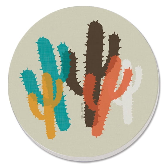 Thirstystone Modern Cacti 4-Pack Round Absorbent Stone Coasters