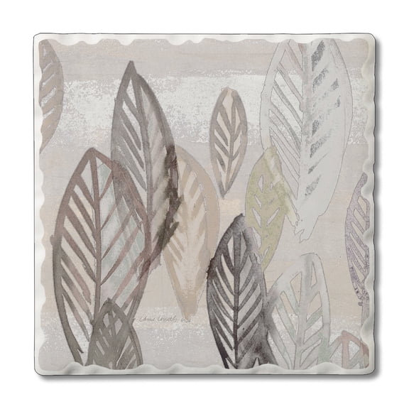 Thirstystone Modern Leaves Single Stone Tumbled Tile Coaster Create Your Own Set