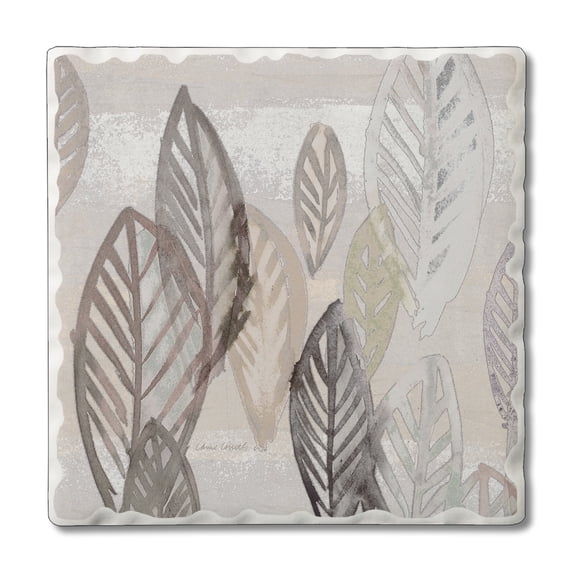 Thirstystone Modern Leaves Single Stone Tumbled Tile Coaster Create Your Own Set
