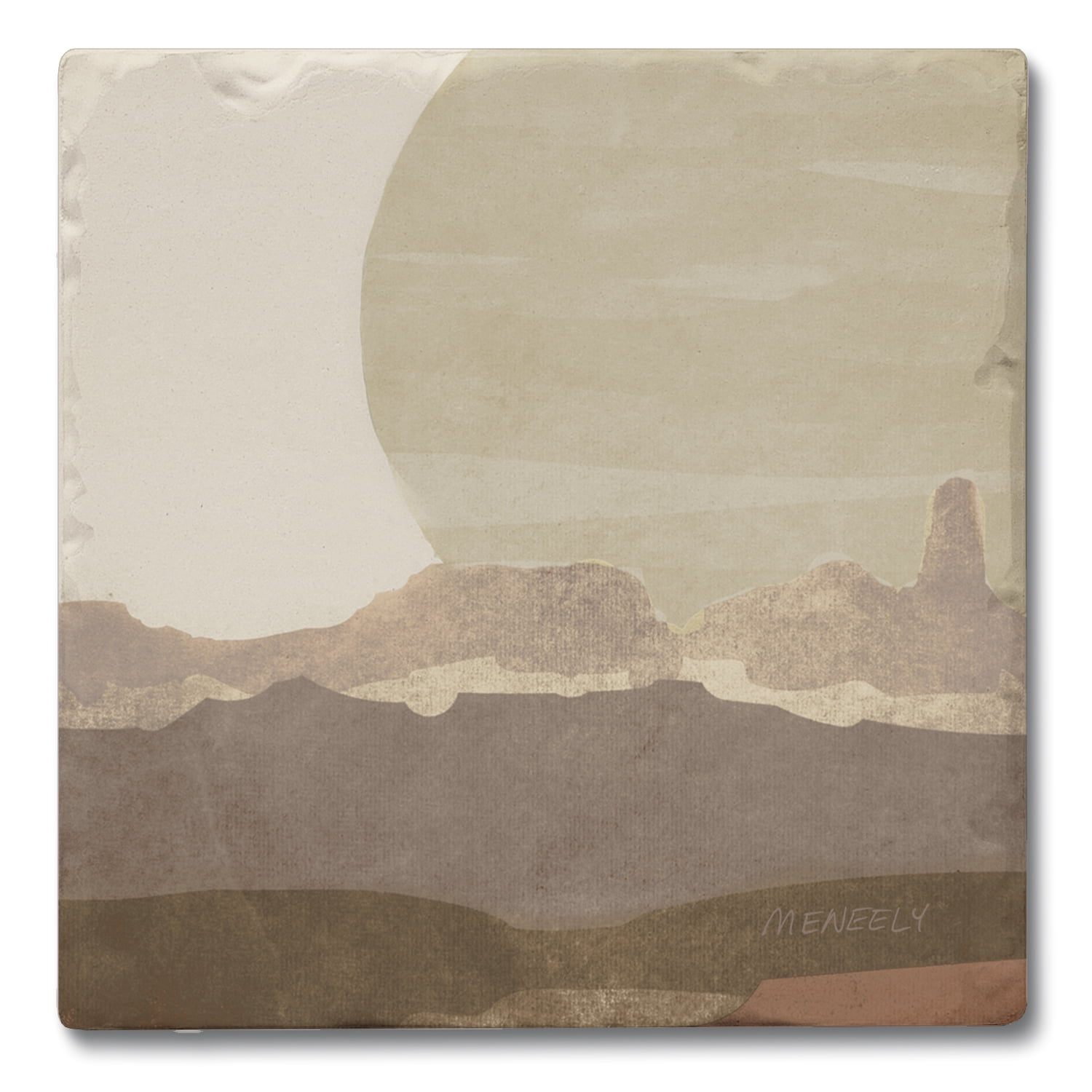 Mountain Sun Beige and Brown Absorbent Stone Coasters, 4-Pack