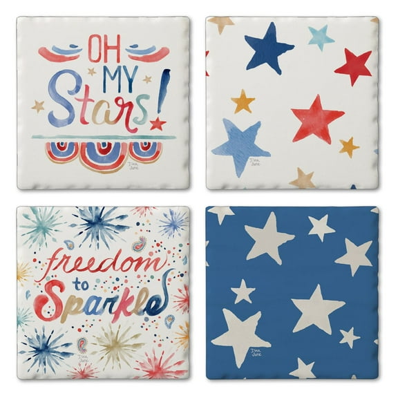 Thirstystone "Oh My Stars" 4-Pack Assorted Tumbled Tile Coasters