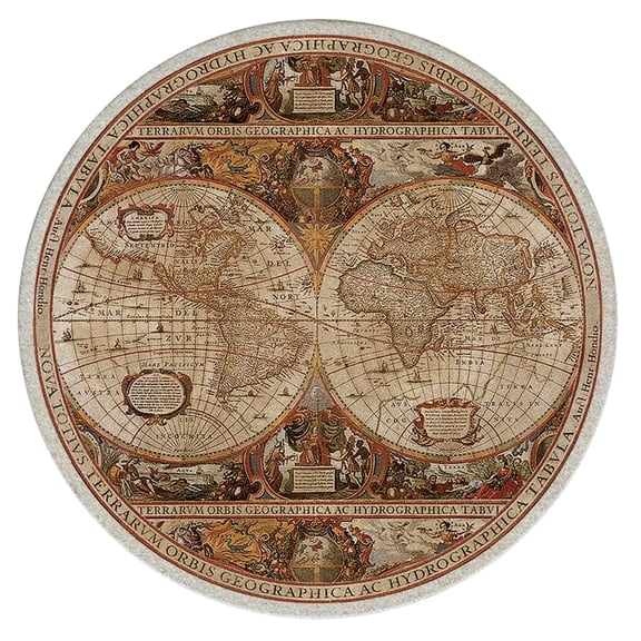 Thirstystone Old World Map Round Natural Sandstone Coaster 4-Pack