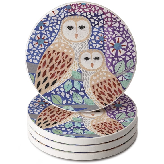 Thirstystone Owl Collage 4-Pack Round Stone Coasters