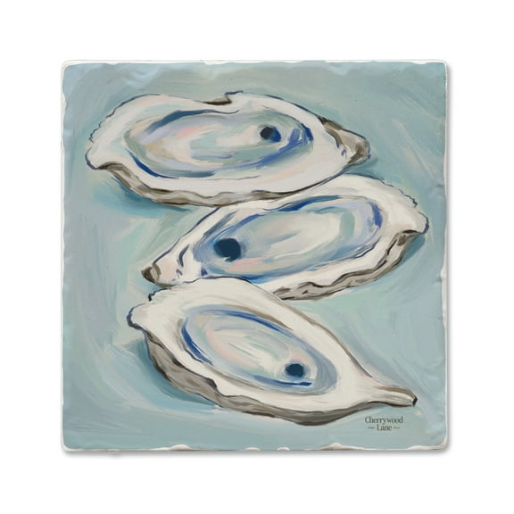 Thirstystone "Oysters Galore" Single Tumbled Tile Stone Coaster 4" by 4"