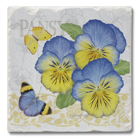 Thirstystone "Pansies" Single Tumbled Tile Coaster