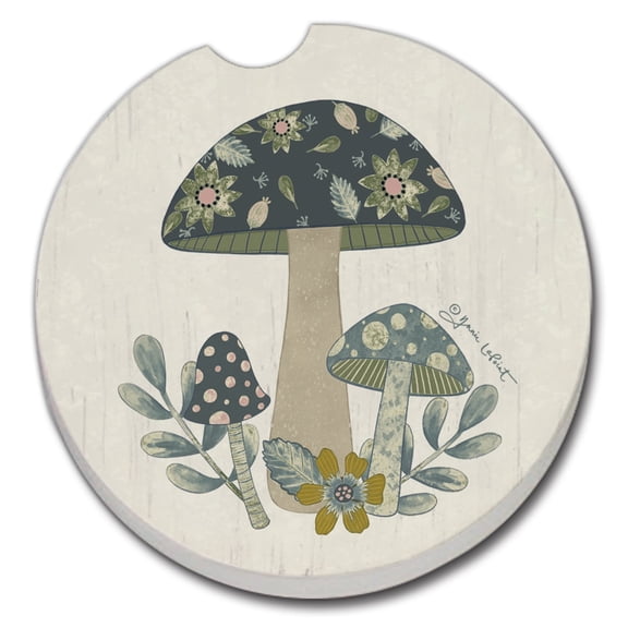 Thirstystone "Patterned Mushrooms" Single Absorbent Stone Car Coaster