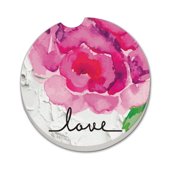 Thirstystone "Peony Love" Single Absorbent Stone Car Coaster
