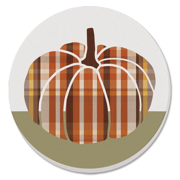 Thirstystone Plaid Pumpkin Single Round Stone Coaster Create Your Own Set