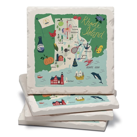 Thirstystone Rhode Island Home Tumbled Tile Coaster 4-Pack