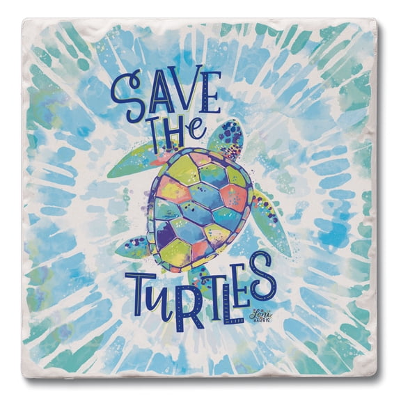 Thirstystone Save the Turtles Single Tumbled Tile Stone Coaster Create Your Own Set