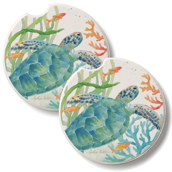Thirstystone Sea Life Serenade 2 Pack Absorbent Car Coasters