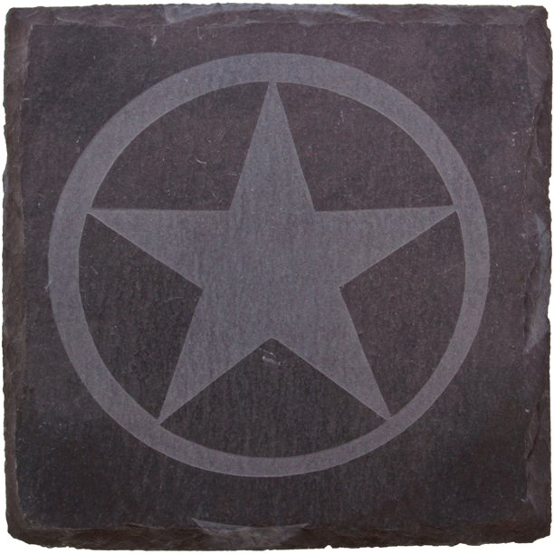 Thirstystone Slate Drink Coasters, Etched Western Star