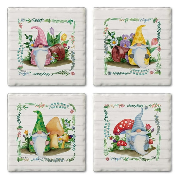 Thirstystone "Spring Gnome" 4-Pack Tumbled Tile Coasters