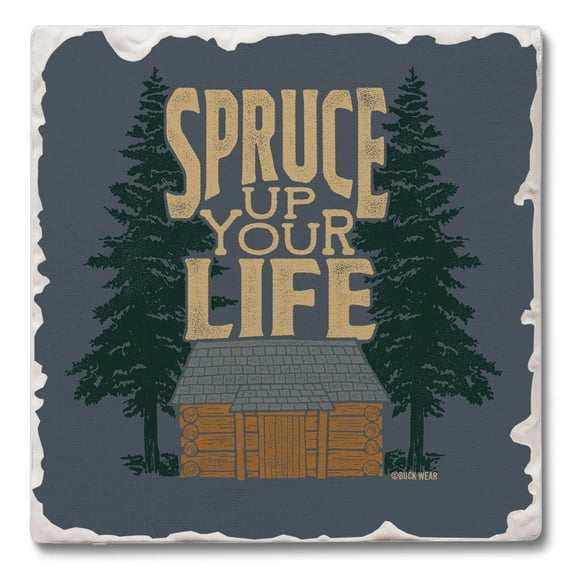 Thirstystone "Spruce Up Your Life" Single Tumbled Tile Stone Coaster