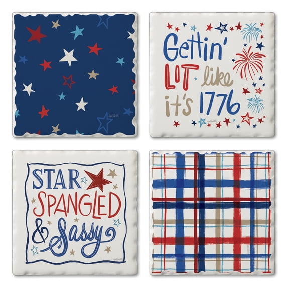 Thirstystone Star Spangled 4-Pack Assorted Tumbled Tile Coasters