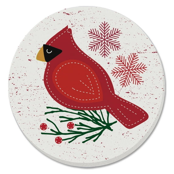 Thirstystone "Stitched Cardinal" Single Round Stone Coaster
