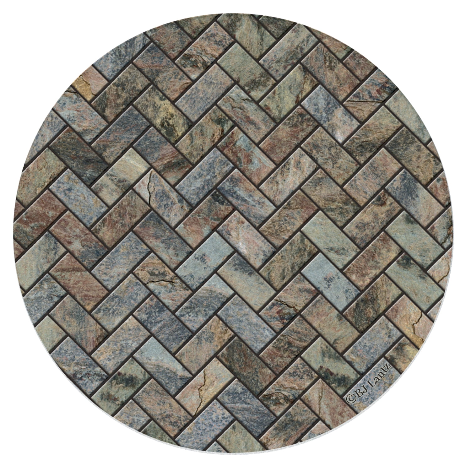 Natural Sandstone Herringbone Pattern Coasters, Set of 4