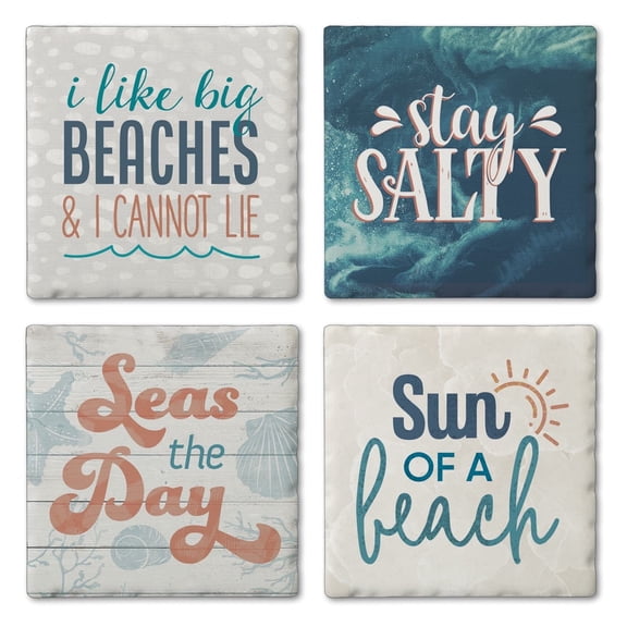 Thirstystone Stay Salty 4-Pack Assorted Tumbled Tile Coasters