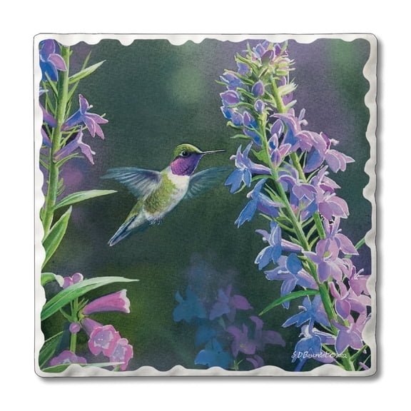Thirstystone Hummingbird Purple Flowers Single Tumbled Tile Coaster Create Your Own Set