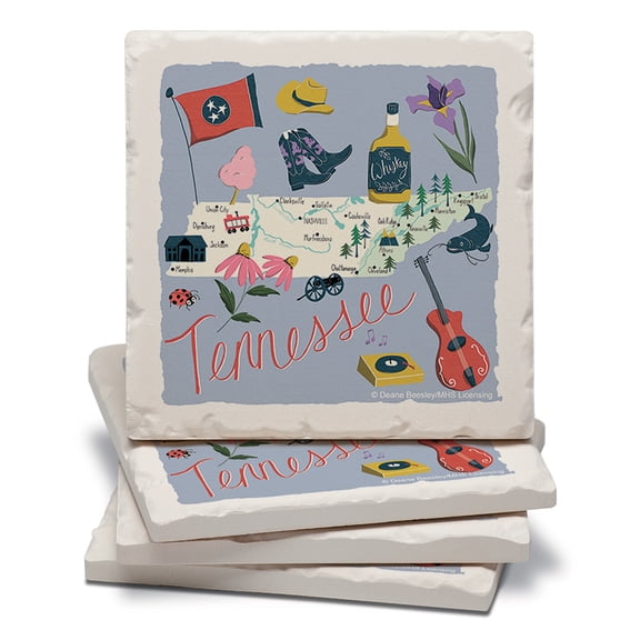 Thirstystone Tennessee Home Tumbled Tile Coaster 4-Pack