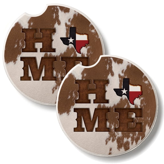 Thirstystone Texas Home Cowhide 2 Pack Absorbent Car Coasters