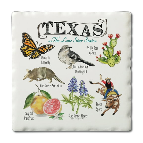 Thirstystone "Texas State Icons" 4-Pack Tumbled Tile Coasters